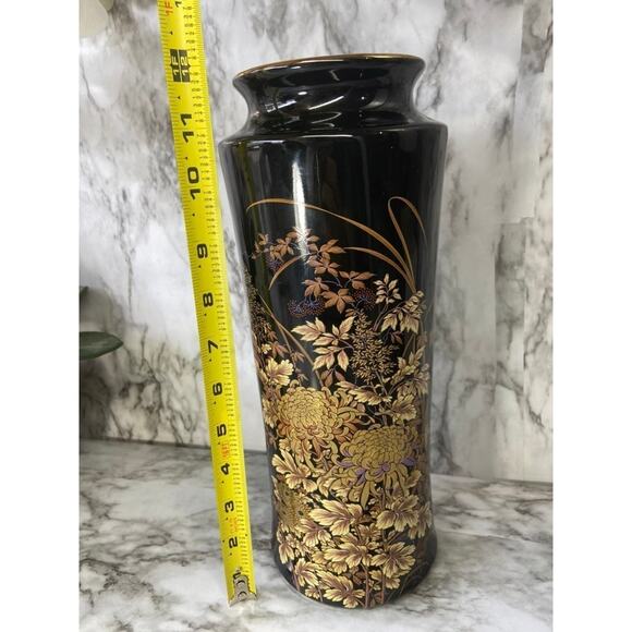 Vintage Toyo Shibata Golden Kiku Ceramic Vase - Picture 5 of 5